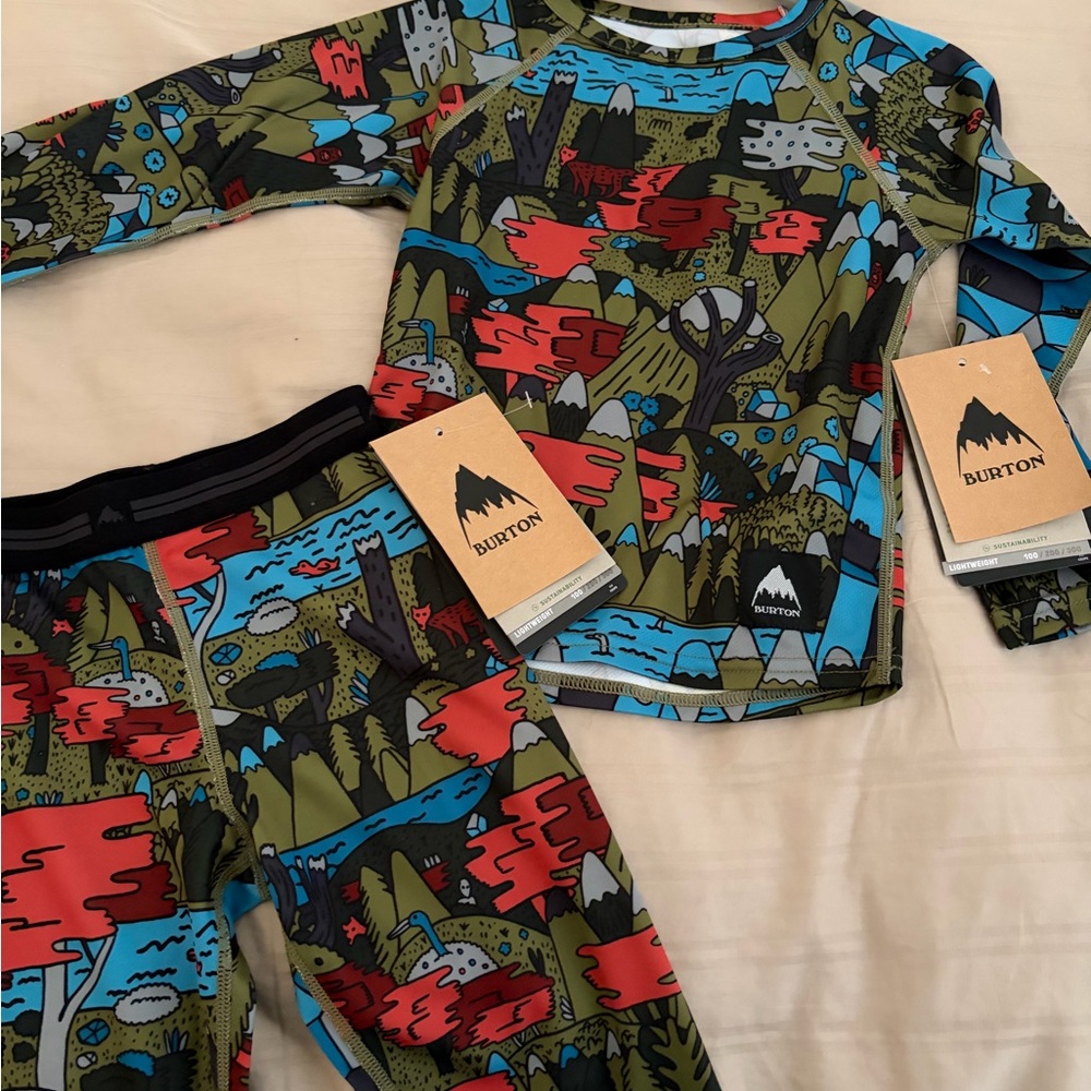 Burton Boys' Graphic Base Layer Set in Olive, Blue & Red